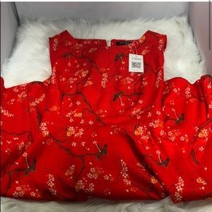 NWOT Red A-line blossom/bird dress FINAL PRICE